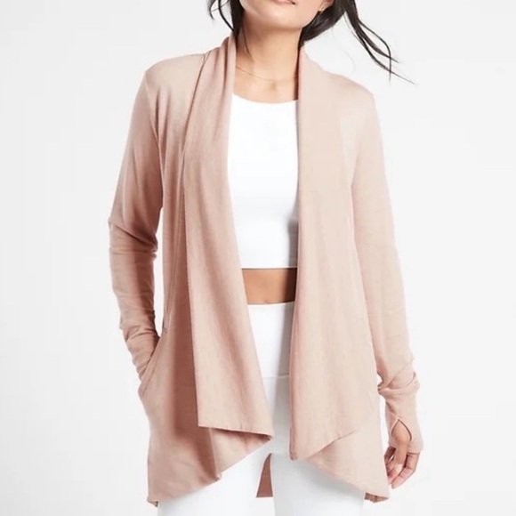 Athleta Pranayama Open Wrap Cardigan Mocha Latte Colored Sweater SIZE SMALL - Picture 1 of 10